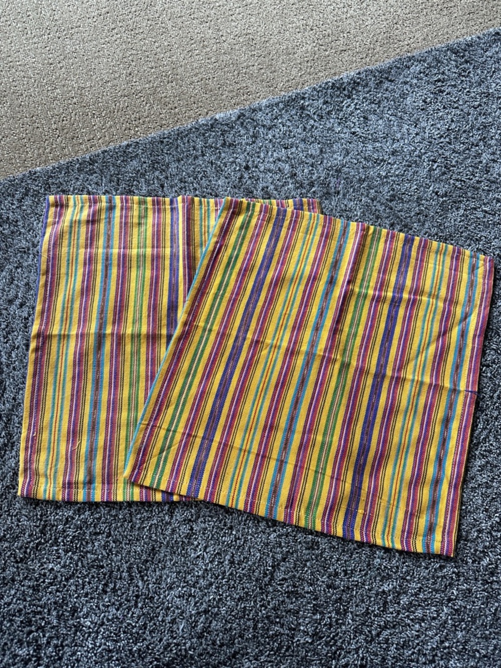 Handmade Authentic Guatemalan Cotton Striped Multicolor Kitchen Napkins Set of 2